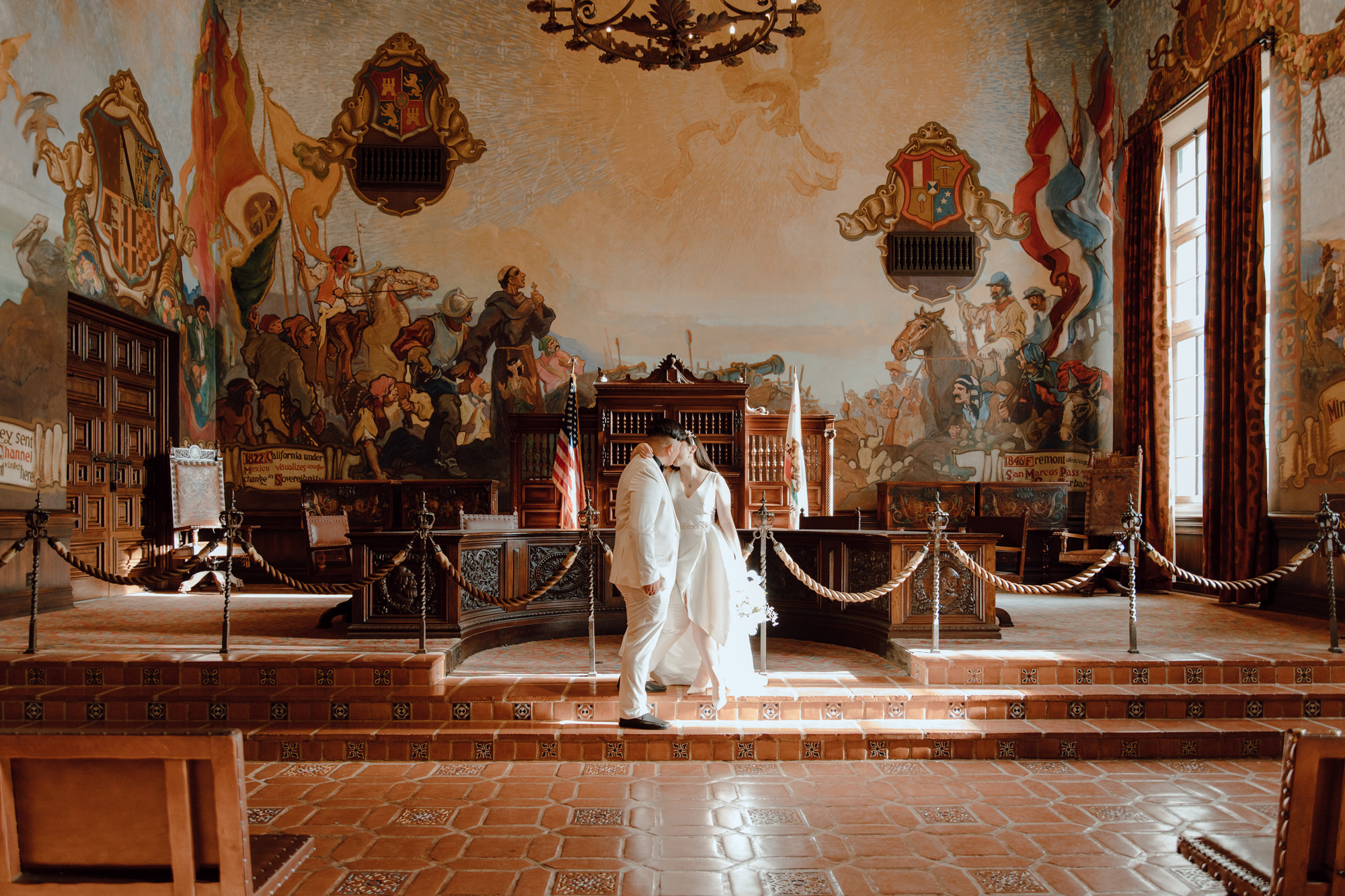 Bride and Groom at Santa Barbara Courthouse